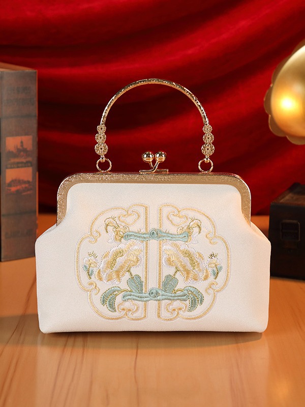 creamy white women's handbags Creamy White Embroidered Handbag for Weddings & Hanfu Lovers — women handbags & dresses — The Queens — gallery image 4