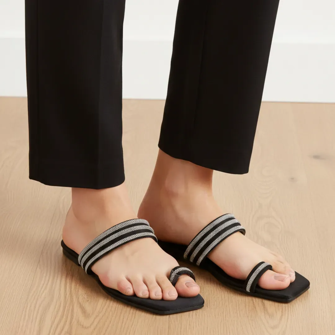 women sandals Women's Black Rexine Strap Sandals Casual Formal — women handbags & dresses — The Queens — gallery image 2