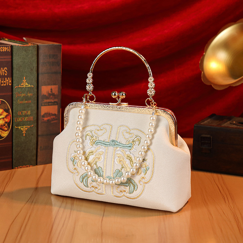 creamy white women's handbags Creamy White Embroidered Handbag for Weddings & Hanfu Lovers — women handbags & dresses — The Queens — gallery image 7