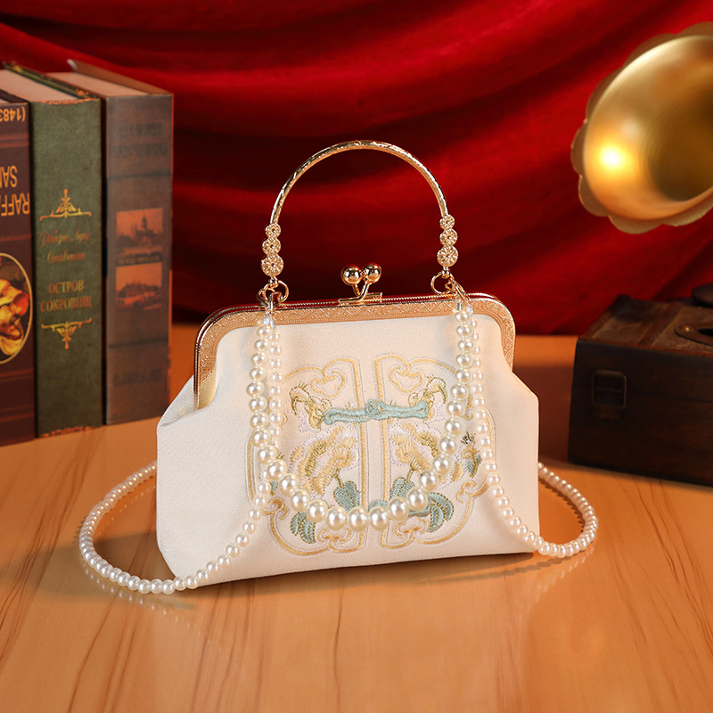 creamy white women's handbags Creamy White Embroidered Handbag for Weddings & Hanfu Lovers — women handbags & dresses — The Queens — gallery image 9