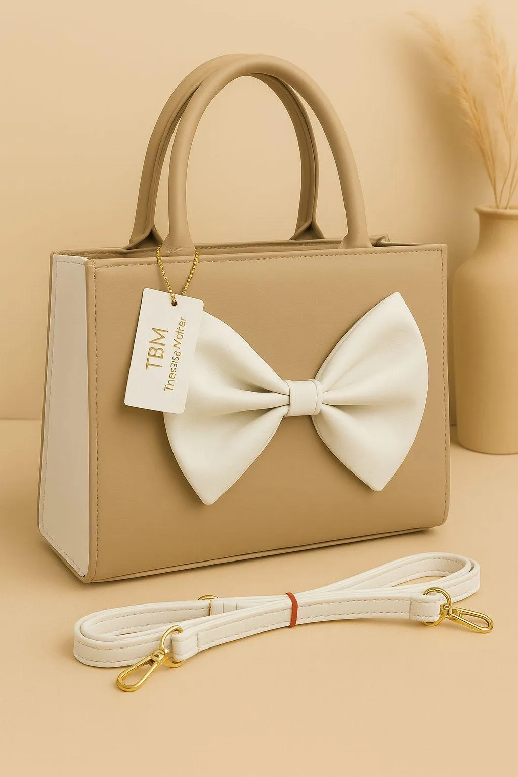 black women's handbags Black Bow Shoulder Bag for Women with White Strap — women handbags & dresses — The Queens — gallery image 6