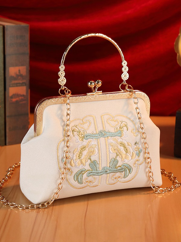creamy white women's handbags Creamy White Embroidered Handbag for Weddings & Hanfu Lovers — women handbags & dresses — The Queens — gallery image 3