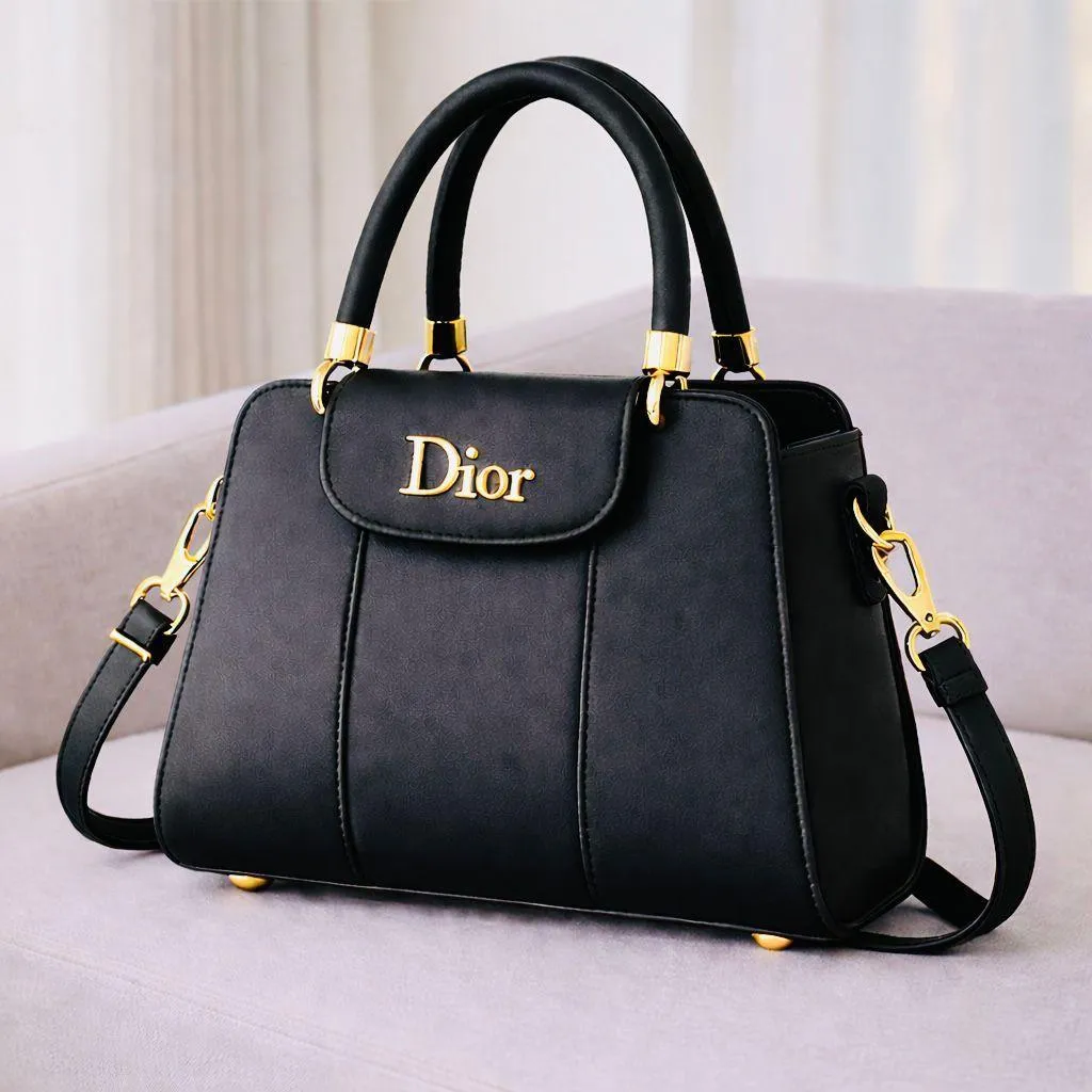 black women's handbags Black Leather Dior Handbag with Gold Hardware — women handbags & dresses — The Queens