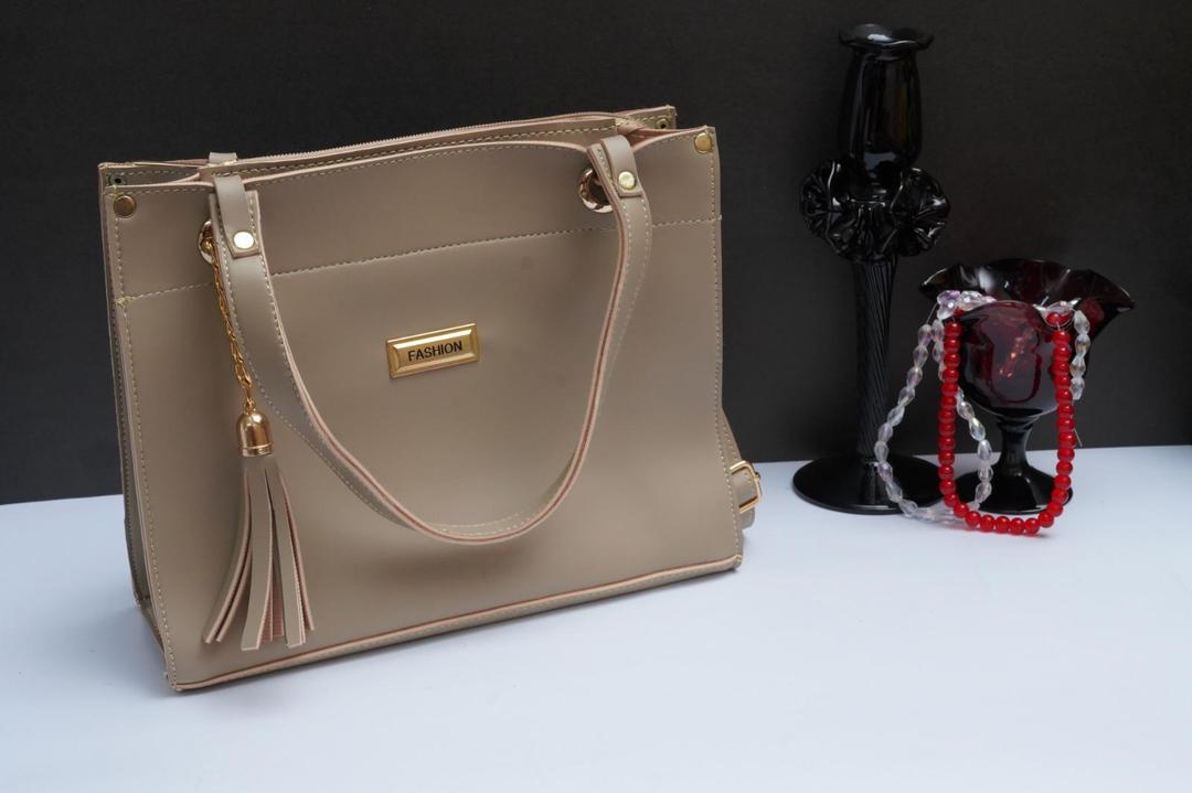 beige women's handbags Beige PU Leather Handbag with Tassel & Wallet — women handbags & dresses — The Queens — gallery image 9