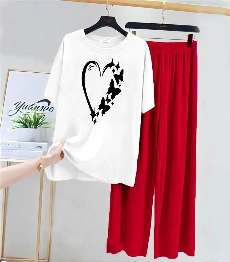 women's stitched Cotton Printed Night Suit Red Medium to XL — women handbags & dresses — The Queens