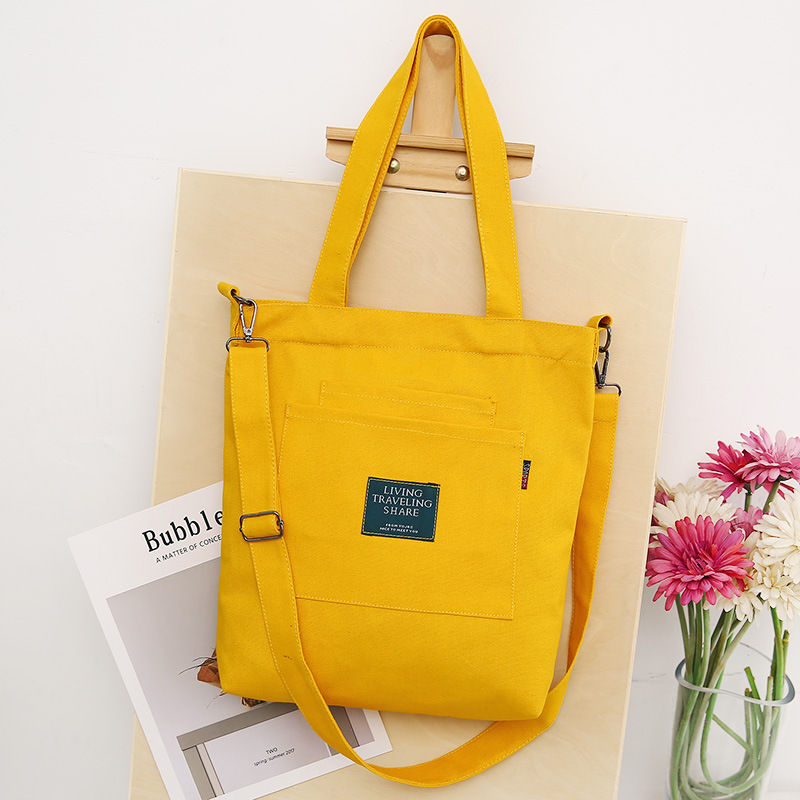 white women's handbags Yellow Canvas Shoulder Bag for Women with Detachable Strap — women handbags & dresses — The Queens — gallery image 7