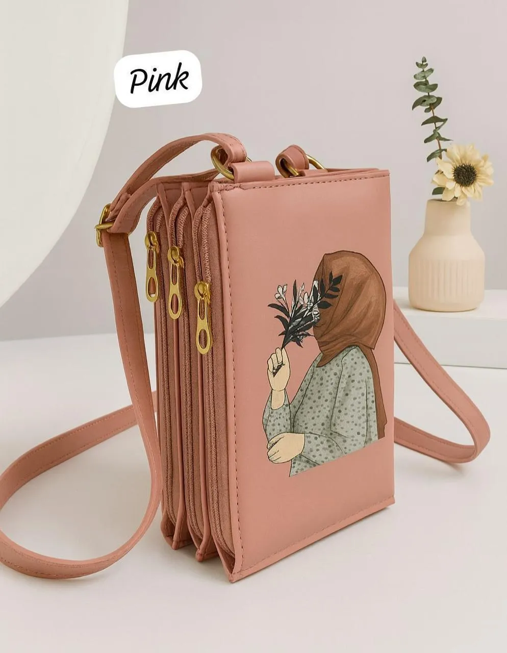 pink women's handbags Maroon Printed Crossbody Bag for Women Unisex — women handbags & dresses — The Queens — gallery image 3