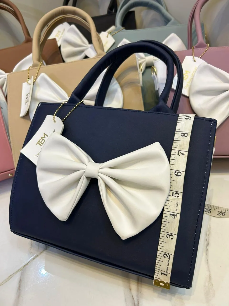 black women's handbags Black Bow Shoulder Bag for Women with White Strap — women handbags & dresses — The Queens — gallery image 7
