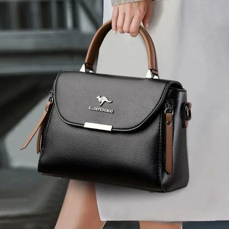 black women's handbags Black Leather Crossbody Bag for Girls 8x8 Inches — women handbags & dresses — The Queens