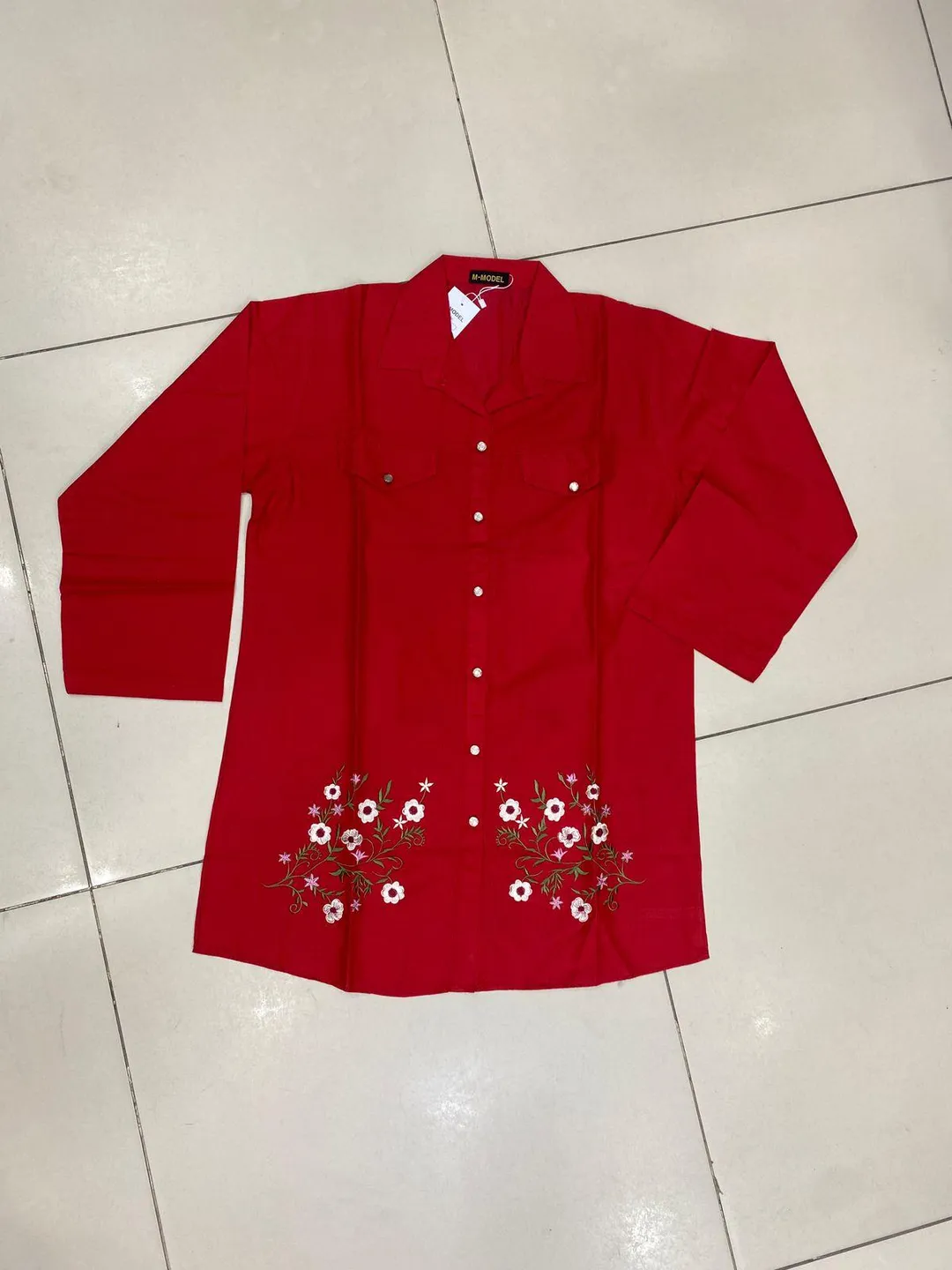 navy women's stitched Red Embroidered Lawn Kurta for Women Medium — women handbags & dresses — The Queens — gallery image 2