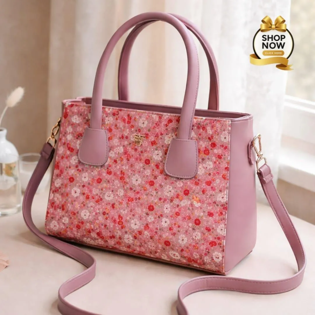 black women's handbags Red Floral Rexine Shoulder Bag with Long Handle — women handbags & dresses — The Queens — gallery image 3
