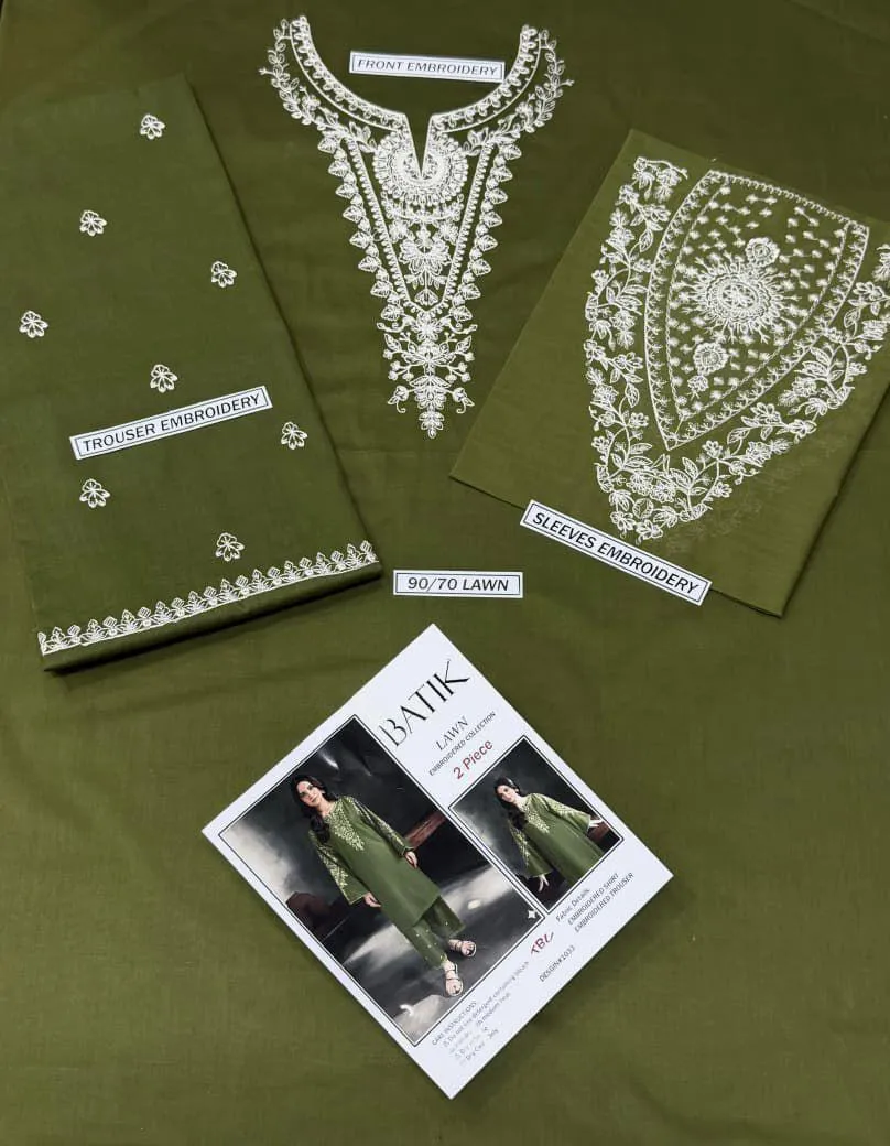 navy 🌙 eid '26 Green Embroidered Lawn 2Pcs Shirt Trouser Set — women handbags & dresses — The Queens — gallery image 2
