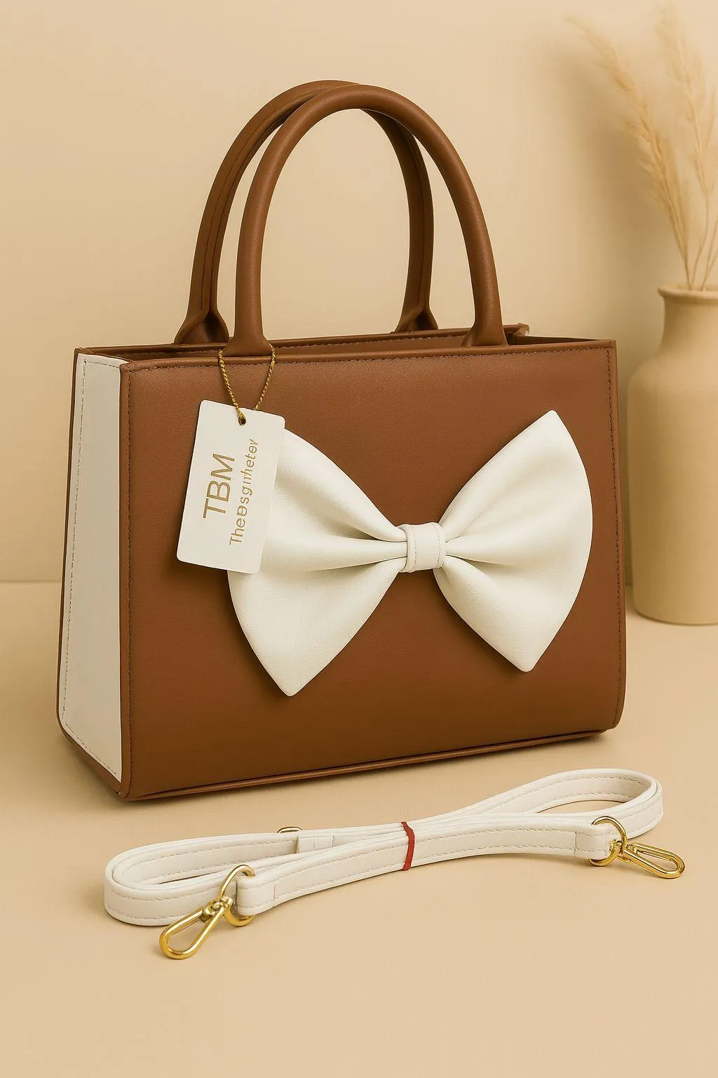 black women's handbags Black Bow Shoulder Bag for Women with White Strap — women handbags & dresses — The Queens — gallery image 5