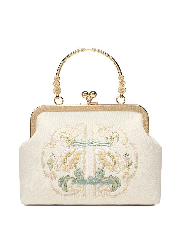 creamy white women's handbags Creamy White Embroidered Handbag for Weddings & Hanfu Lovers — women handbags & dresses — The Queens — gallery image 5