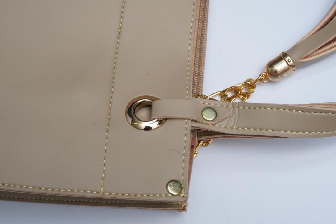 beige women's handbags Beige PU Leather Handbag with Tassel & Wallet — women handbags & dresses — The Queens — gallery image 7