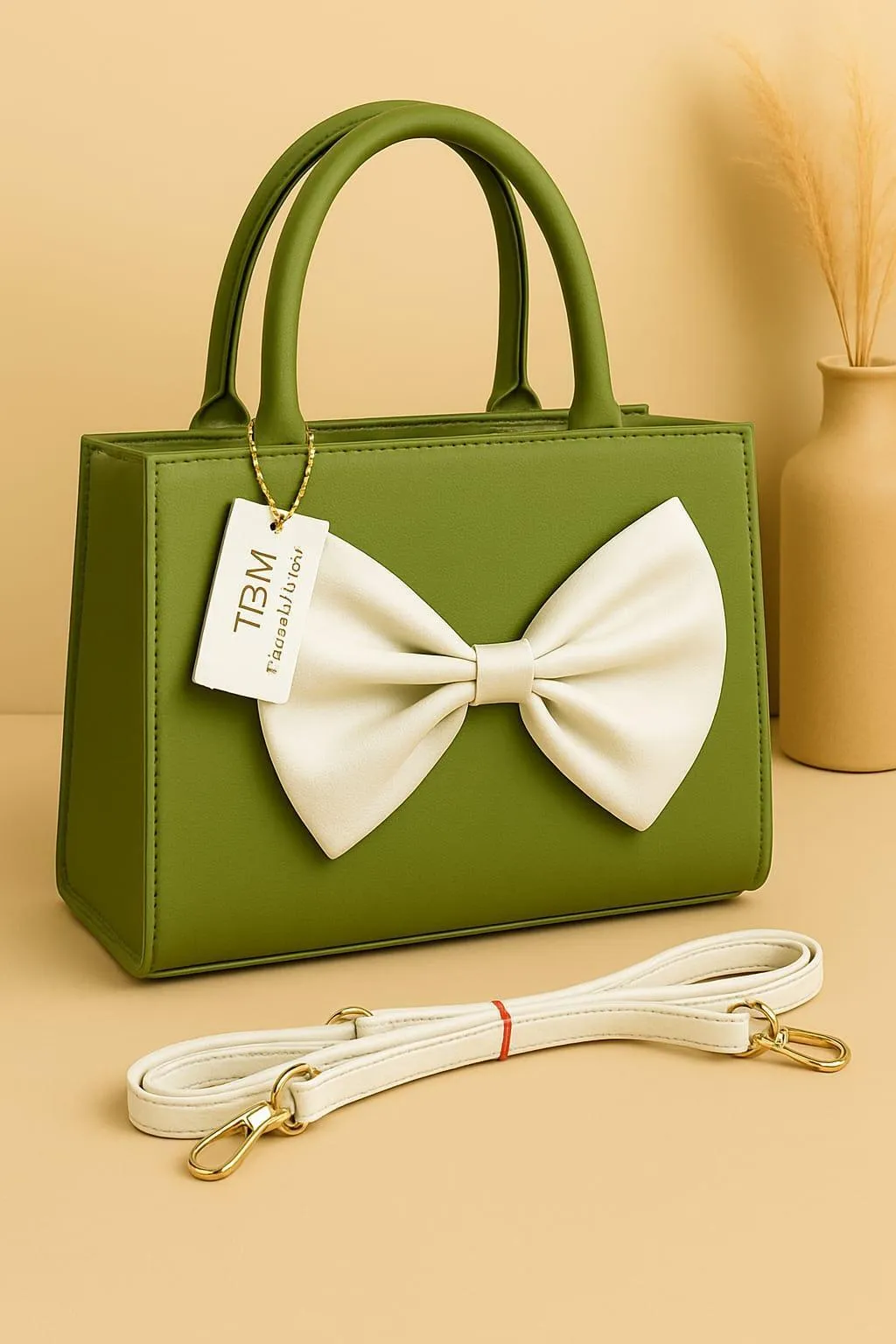 black women's handbags Black Bow Shoulder Bag for Women with White Strap — women handbags & dresses — The Queens — gallery image 3