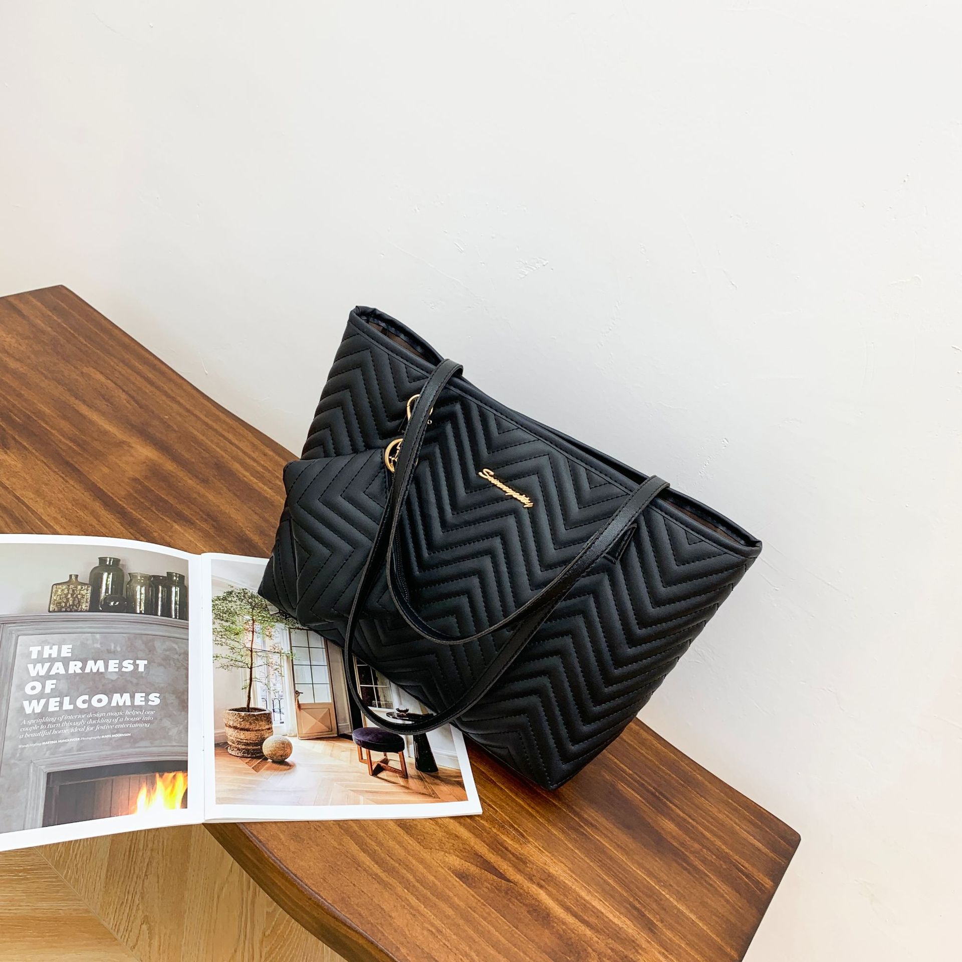black women's handbags Wavy Diamond Embroidered Shoulder Bag for Women — women handbags & dresses — The Queens — gallery image 6