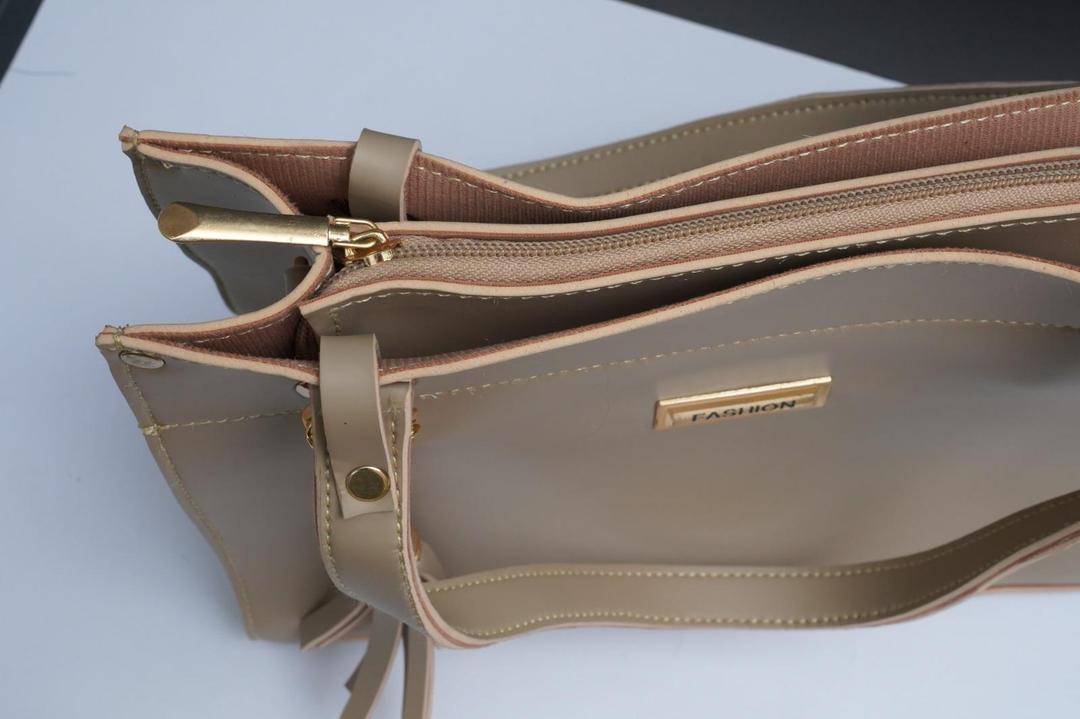 beige women's handbags Beige PU Leather Handbag with Tassel & Wallet — women handbags & dresses — The Queens — gallery image 8