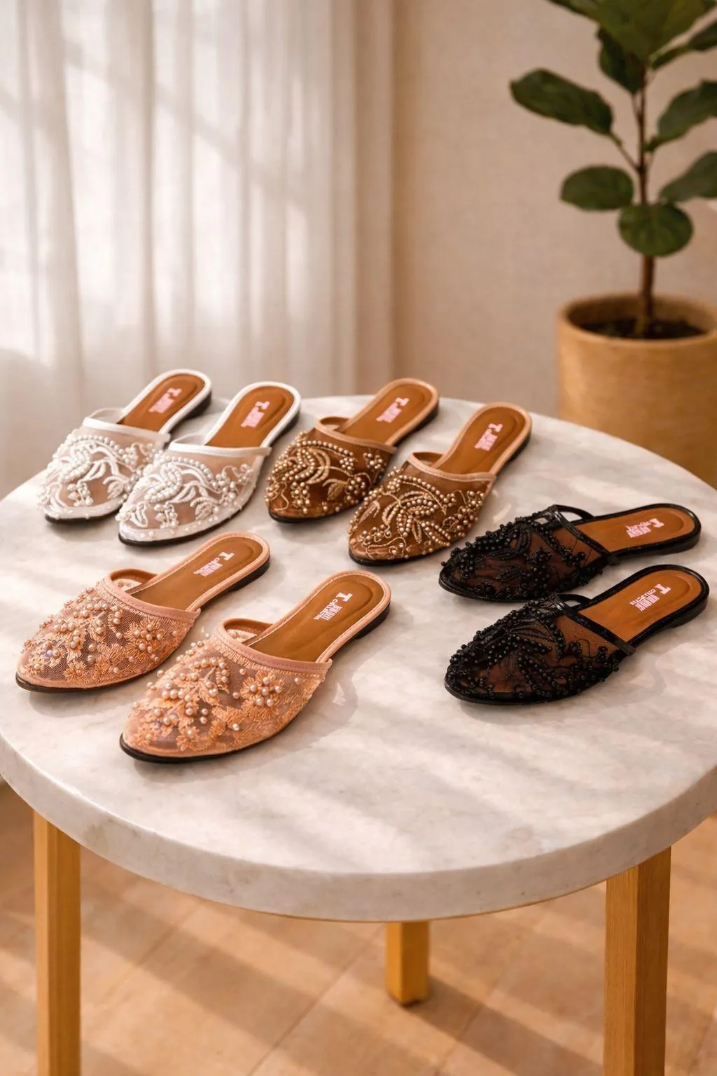 women sandals Brown Embroidered Women's Casual Flat Slippers Size 36-41 — women handbags & dresses — The Queens — gallery image 2