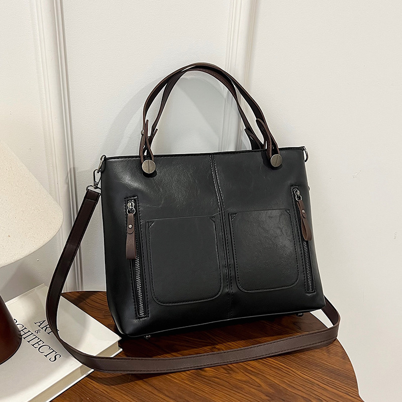 black women's handbags Retro Tote Bag Black Brown Durable Premium — women handbags & dresses — The Queens — gallery image 6