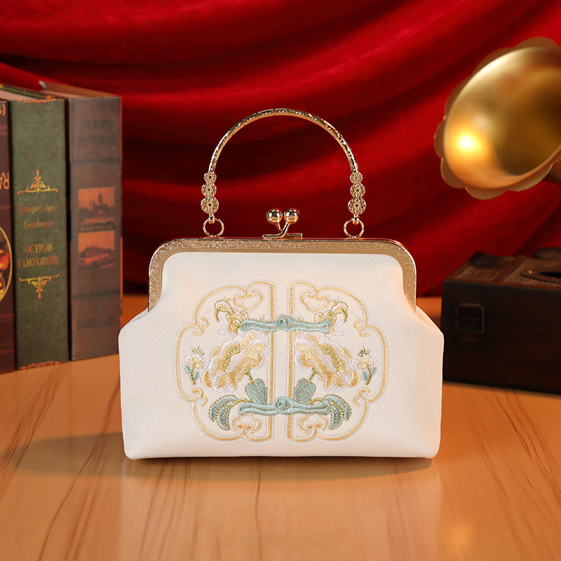 creamy white women's handbags Creamy White Embroidered Handbag for Weddings & Hanfu Lovers — women handbags & dresses — The Queens — gallery image 6