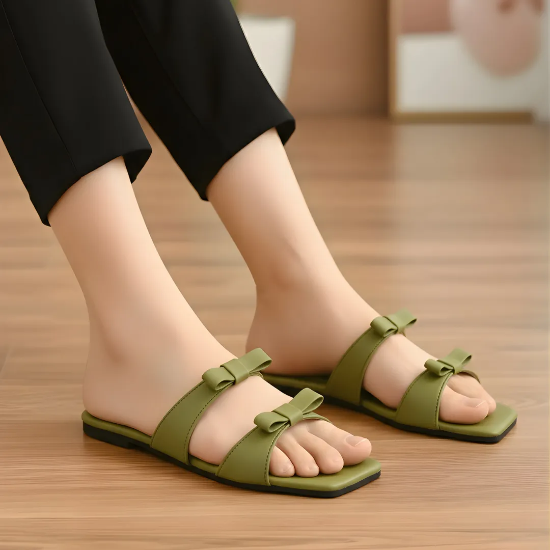 women sandals Green Bowtie Women's Casual Flat Sandals Size 36-41 — women handbags & dresses — The Queens — gallery image 2