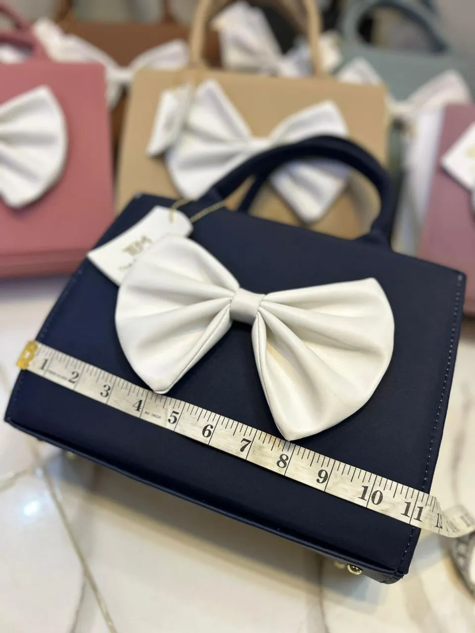 black women's handbags Black Bow Shoulder Bag for Women with White Strap — women handbags & dresses — The Queens — gallery image 4