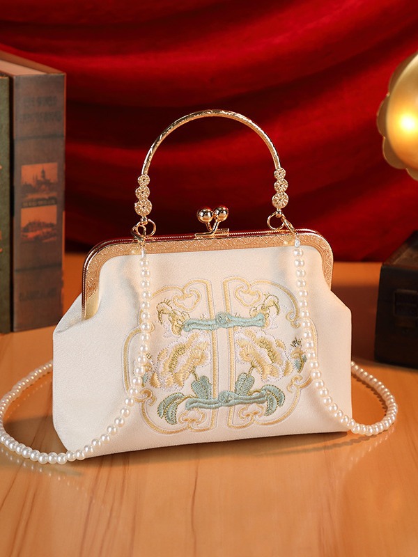 creamy white women's handbags Creamy White Embroidered Handbag for Weddings & Hanfu Lovers — women handbags & dresses — The Queens