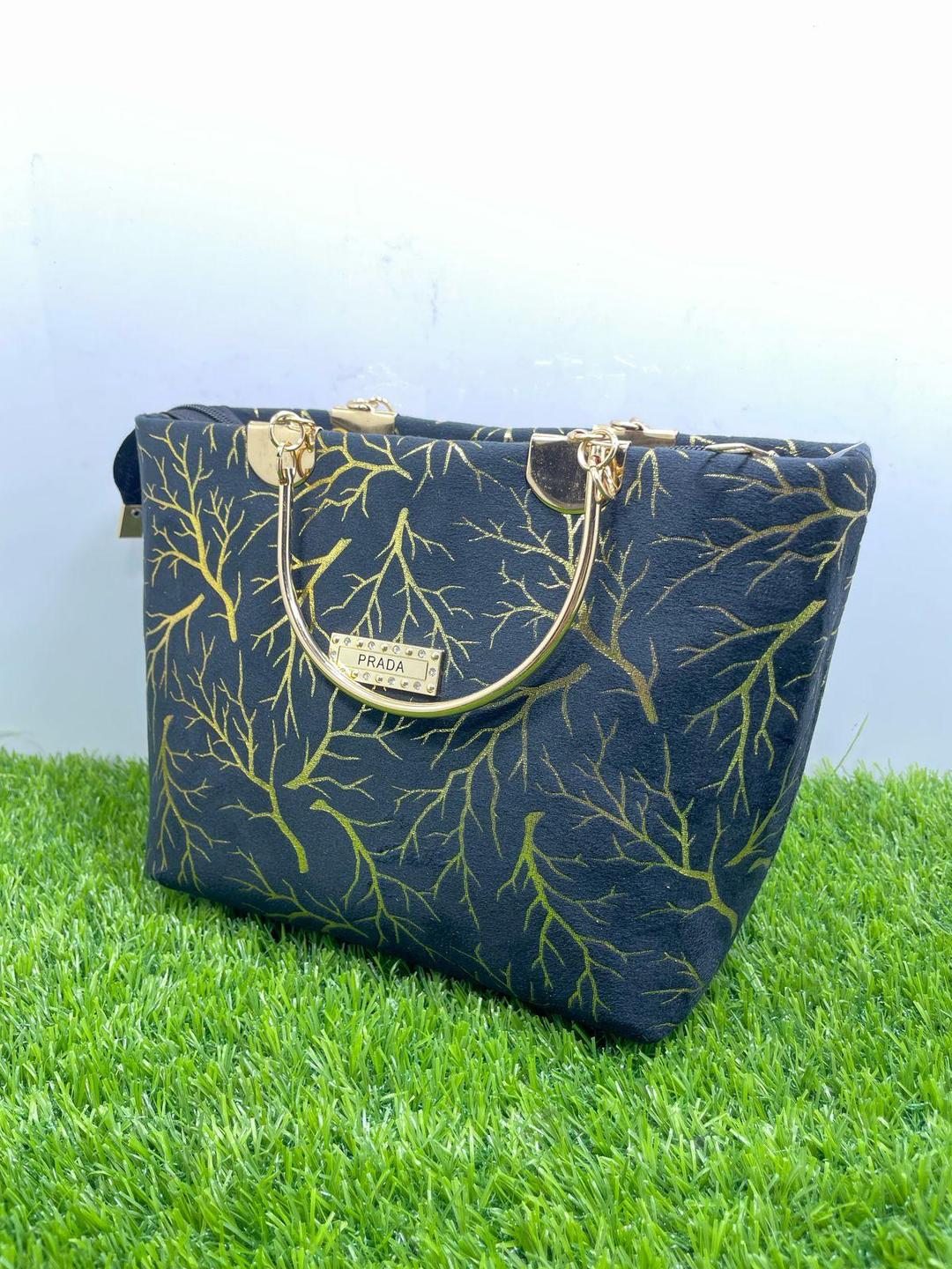 blue women's handbags Girls Velvet Printed Handbag Blue 10x5x8" — women handbags & dresses — The Queens — gallery image 3