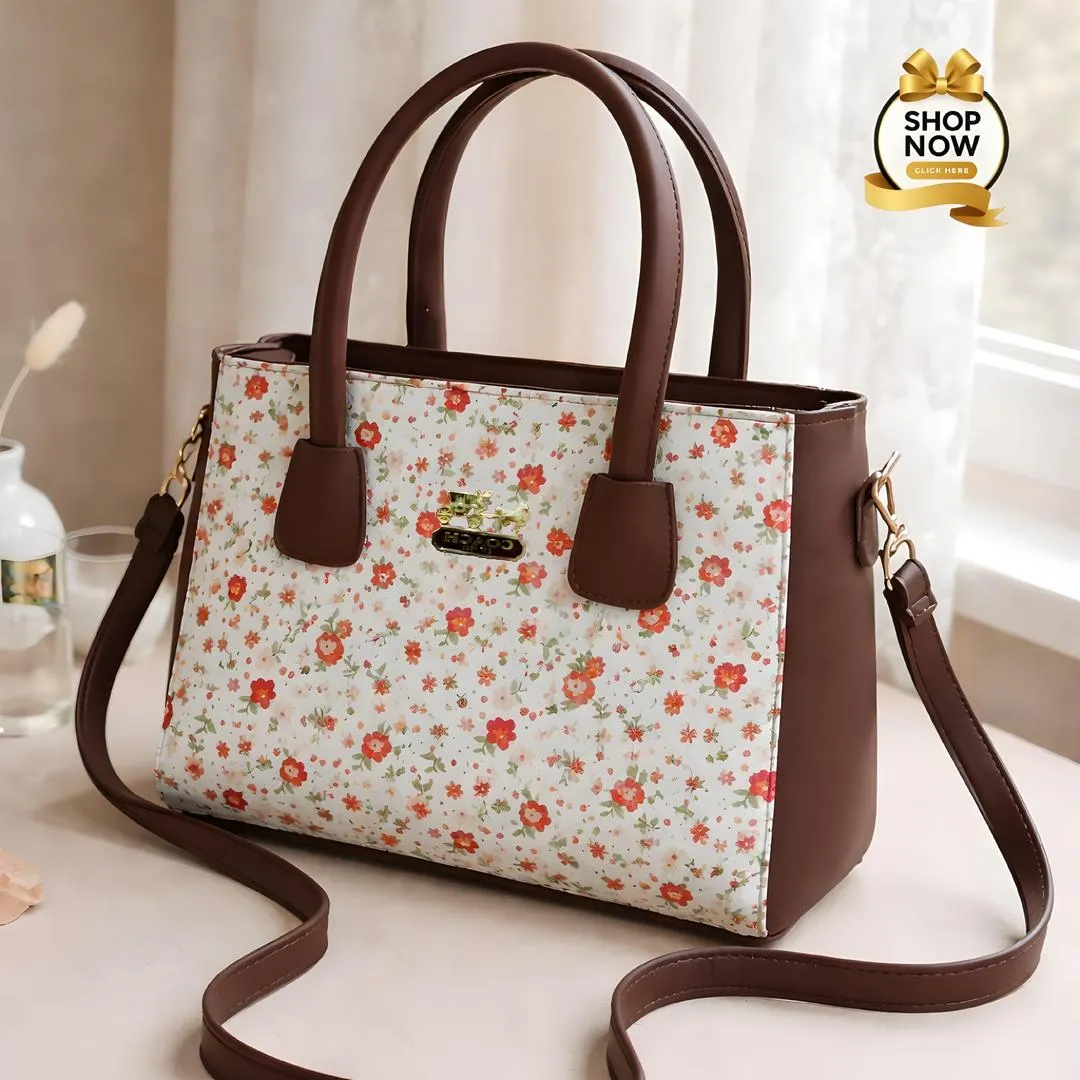 black women's handbags Red Floral Rexine Shoulder Bag with Long Handle — women handbags & dresses — The Queens — gallery image 2